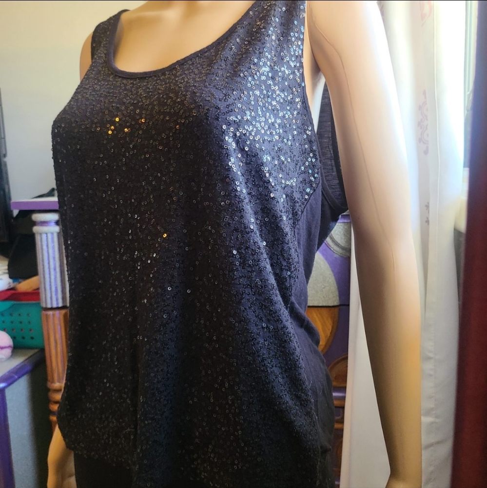 Black sequin tank top